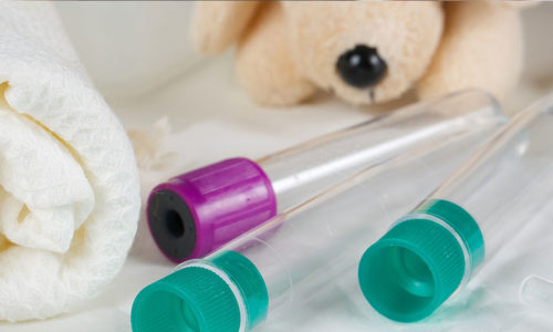 Closeup of medical supplies and a stuffed animal
